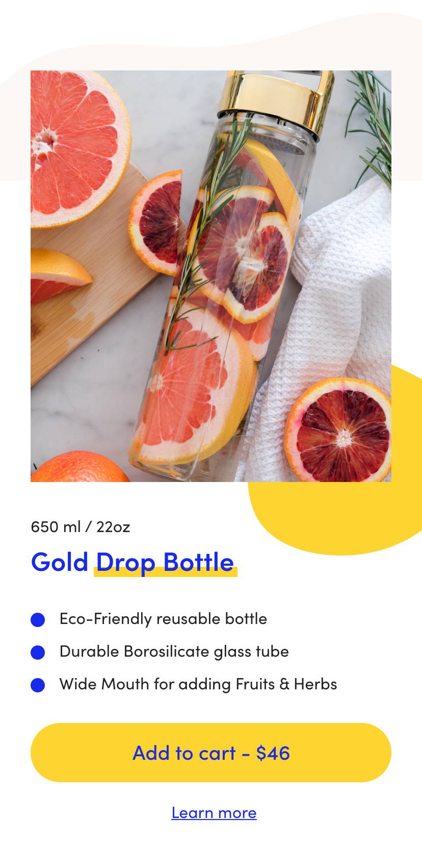 Drop Bottle Product page mobile