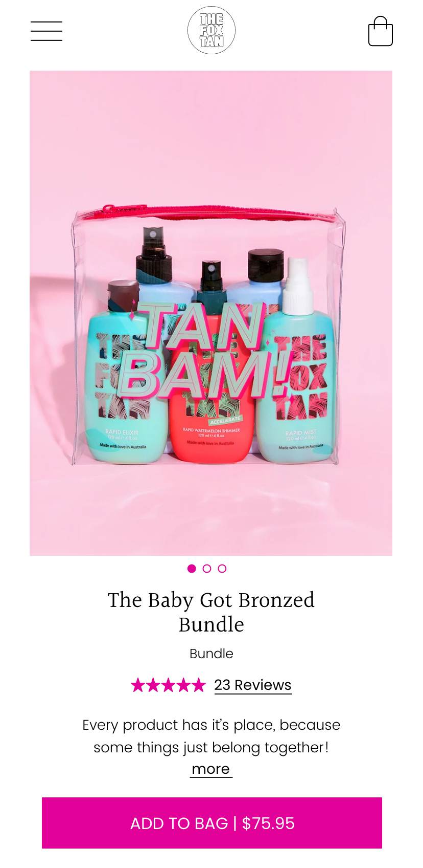 The baby got bronzed bundle product page mobile view