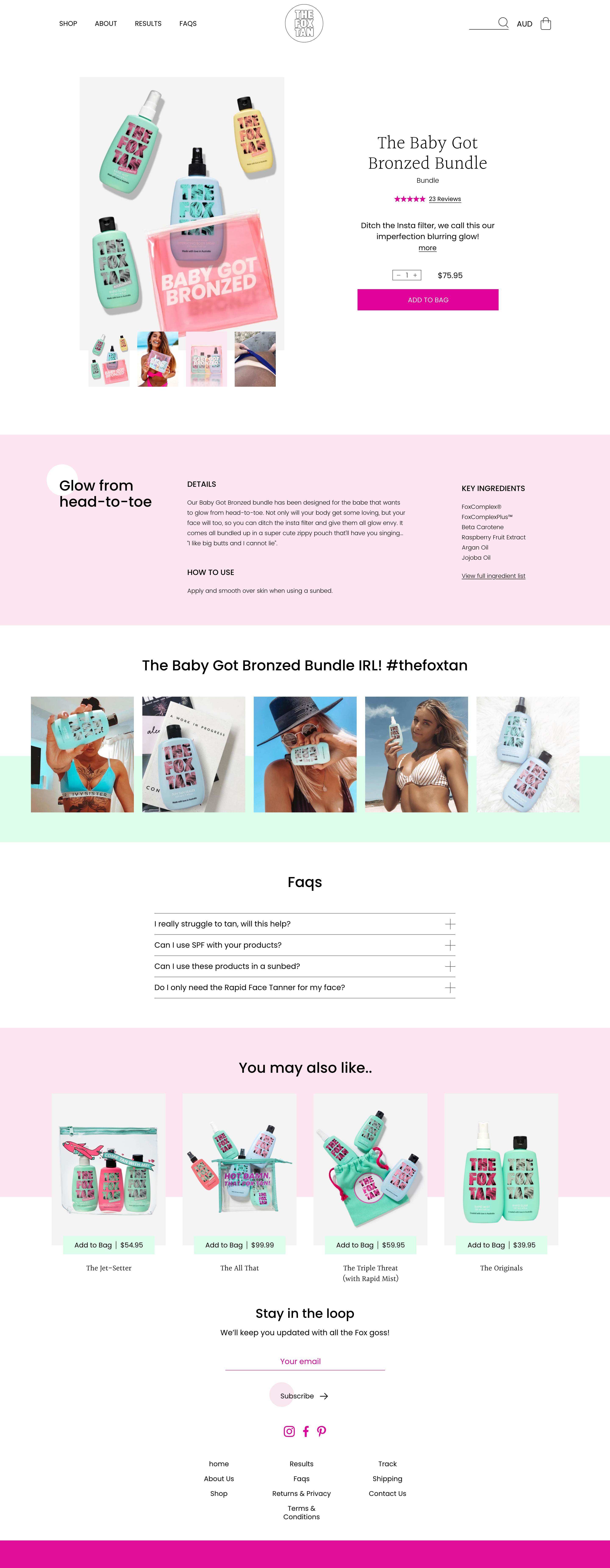 full product page of baby got bronzed bundle desktop view
